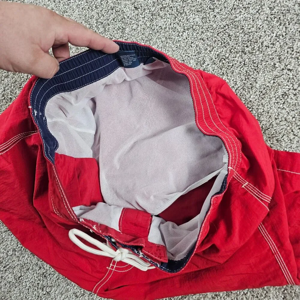 Vintage Polo Ralph Lauren Shorts Mens Medium Red Trunks Board Shorts Swim Beach